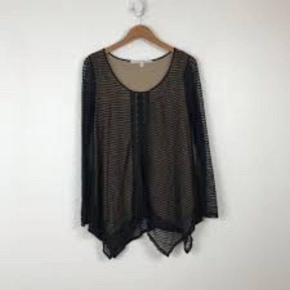 🆓 Free when added to bundle | Max Studio Long Sleeve Mesh Overlay Top | Size S
